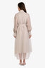 Brunello Cucinelli Beige Silk Linen Layered Sequin Embroidered Button Down Dress Size M