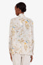 Celine Cream Floral Designed Silk Button Up Blouse Size 38