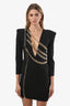 Alfabeta Black Chain Embellished Bodycon Long Sleeve Mini Dress Size S