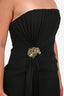 Acler Black Strapless Silver Pleat Detail Midi Dress Size 6 US