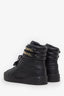 Pre-loved Chanel™ Black Leather CC Logo Ankle Strap High Top Sneakers Size 35.5