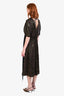 Maison Margiela MM6 Black/Brown Floral Gathered Reversible Midi Dress Size 42