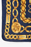 Pre-loved Chanel™ Navy Blue/Yellow Silk Chainlink Graphic Scarf