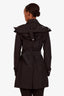 Burberry Brit Black Nylon Double Breasted Belted Short Trench Coat Size 4