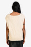 Isabel Marant Cream Alpaca Cable Knit Short Sleeve Cardigan Vest Size 38