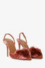 Aquazzura Pink Velvet Puff Sling Back Heels Size 37