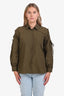 Max Mara Green Cotton Button-Up Long Sleeve Top Size 6