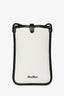 Max Mara White Canvas Black Leather Trimmed Crossbody Phone Case