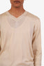 Pal Zileri Beige Silk V-Neck Sweater Size 50 Men's