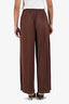 Samsoe Samsoe Brown Satin Pleated Uma Trousers