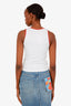 Burberry London White/Red Trim Check Athletic Tank Top Size S