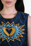 Fendi Navy Blue/Yellow Heart Detail Sleeveless Cocktail Dress Size 6