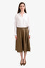 Theory Khaki Workwear Wrap Midi Skirt Size S