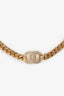 Collier ras-du-cou Chanel™ 22A d’occasion à maillons chaîne CC dorés et ornés de cristaux