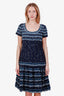 Oscar de la Renta 'Robe en maille à broderies' Mini Dress Size 10