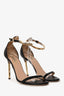 Valentino Black/Gold Leather Embellished Stiletto Heels Size 40.5