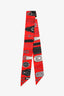 Hermès Red Silk Belt Graphic Twilly