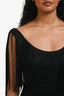 Versace Black Asymmetrical Fringe Sleeveless Midi Dress Size 42