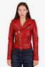 Balenciaga 2013 Red Lambskin Biker Jacket Size 38
