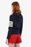 Thom Browne Navy 4 Bar Zip Up Hoodie Size 0