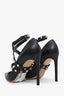Valentino Black Leather Rockstud Ankle Strap Heels Size 39
