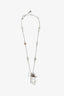 Christian Dior Silver Tone Logo Charm Beaded Necklace
