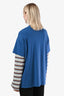 Staud Blue/Cream Cotton Layered Long Sleeve 'William' Top Size XS