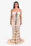 Mirror Palais White/Black Silk Ruffle Tunnel Gown Shell Maxi Dress Size XL