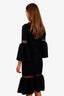 Simkahi Black Nylon Half Sleeve Open Cut Midi Dress Size XS