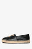 Pre-loved Chanel™ Black/Cream Leather CC Espadrilles Size 38