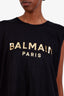 Balmain Black Cotton Logo Tank Top with Gold Buttons Size XL