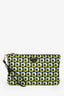 Prada Green/Navy Nylon Geometric Print Pouch with Wrist Strap