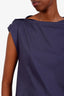 Brunello Cucinelli Navy Cotton Draped Sleeveless Midi Dress Size L