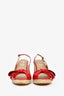 Valentino Red Patent Slingback Espadrilles Size 40
