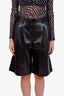 Lafayette 148 Black Lamb Leather Wide Leg Shorts Size US 2