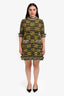 Gucci Black/Yellow Fringe Tweed Short Sleeve Dress Size L
