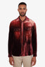 Saint Laurent Red Velvet Button-Up Shirt Size M Mens