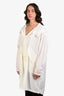 Jil Sander White Logo Printed Cinch Waist Coat Size 46