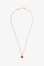 Van Cleef & Arpels 18K Rose Gold Carnelian Sweet Alhambra Necklace