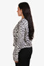 Haider Ackermann Black/White Metallic Leopard Print Padded Shoulder Long Sleeve Top Size 40