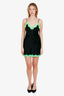 Alexander Wang Black/Green Silk Lace Trim Slip Dress Size 6