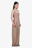 Mac Duggal Nude Beaded Spaghetti Strap Column Maxi Dress Size 10