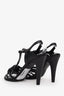 Pre-loved Chanel™ Black Leather Camellia Ankle Strap Sandals Size 36.5