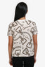 Hermès White/Brown Chain Link Printed Cropped T-Shirt Size 34
