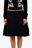 Louis Vuitton Black Nylon Layered Midi Skirt Size 42