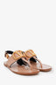 Valentino Beige Leather Vlogo Slingback Flat Sandals Size 36.5
