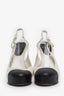 Pre-loved Chanel™ Black/White Leather Pearl CC Platform Heels Size 39