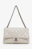 Pre-loved Chanel™ 2014-15 Light Grey Calfskin Quilted Easy Flap Shoulder Bag