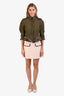 Miu Miu 2019 Light Pink Virgin Wool Mini Skirt with Pearl Detail Size 38