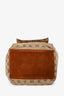 Max Mara Brown Suede Canvas Logo Reversible Tote